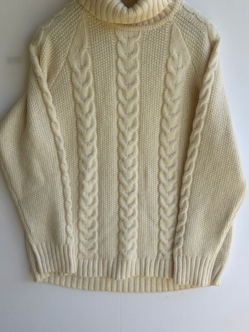 Kari Traa Lid Knit Cable Turtleneck Sweater Cream Ivory Size XL